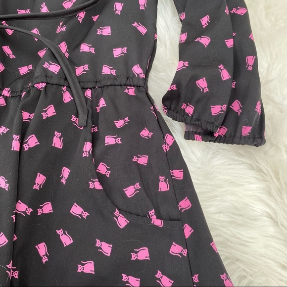 Cat Dress dark blue & bright pink with pockets! - Picture 4 of 7